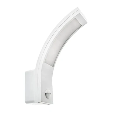 Afbeelding van HUBER LED Wandlamp met bewegingssensor 140 10W, 750lm I IP54 beschermd Buitenlicht binnen, gebogen, wit