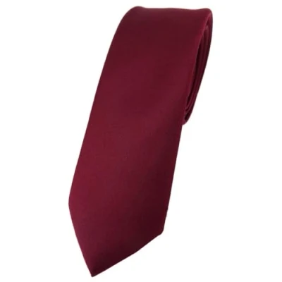 Afbeelding van TigerTie Herenstropdas smalle stropdas van 5,5 cm in effen design, ideaal voor zakelijke afspraken, feestelijke gelegenheden en vrije tijd., bordeaux, Krawattengröße: ca. Länge 150 cm, Breite