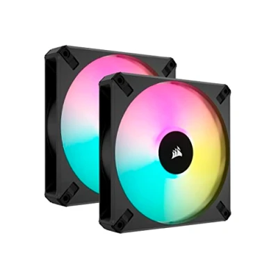 Afbeelding van Corsair iCUE AF140 RGB ELITE PWM Fan (dual pack) with Lighting Node CORE