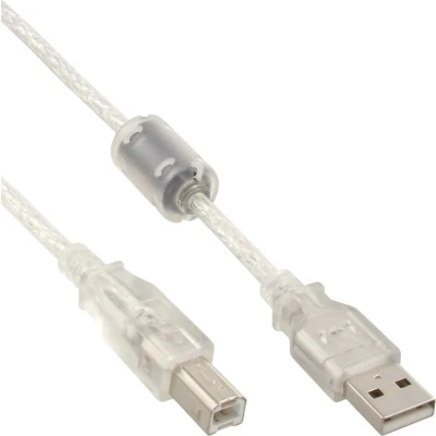 Afbeelding van USB naar B kabel USB2.0 tot 2A / transparant 0,30 meter