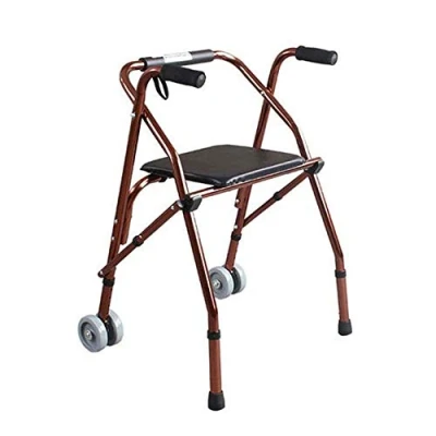 Afbeelding van rollator Rolstoel,Praktisch lichtgewicht looprek met 2 wielen en zitje Mobiliteitshulpmiddel Hoog verstelbare opvouwbare voor senioren