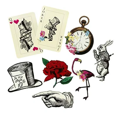 Afbeelding van Talking Tables Alice In Wonderland Feestdecoraties grote kamer rekwisieten set geweldig voor gekke hoedentheekrans, verjaardagsfeestje en babydouche, 8 stuks