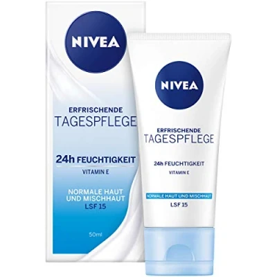 Afbeelding van Nivea dagcrème voor 24 uur vocht + frisse moisturizer met SPF 15, normale &amp; gemengde huid (1 x 50 ml)