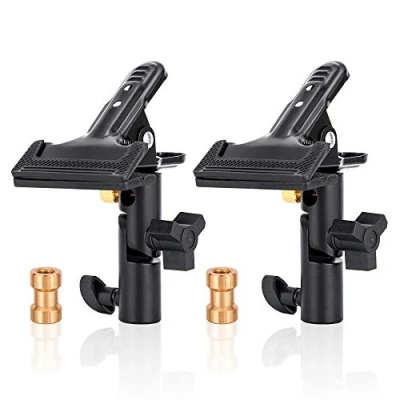 Afbeelding van UTEBIT 2 stuks fotostudio vouwreflectorhouder, metalen klemhouder met 1/4 inch tot 3/8 vrouwelijke schroef, multifunctionele reflectorhouder voor flits, ronde reflector, achtergrond en lichtstand