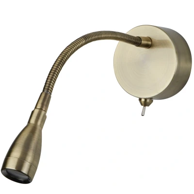 Afbeelding van Searchlight LED Adjustable Wall Lights Wandverlichting Met Schakelaar 8 X 28,5 Cm 0,5W Incl. Antiek Messing