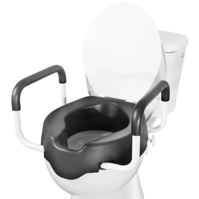 Afbeelding van KMINA Zachte Toiletverhoger met Deksel (10 cm Hoog, Zacht), voor Ouderen, WC Verhoger, Handicap, Badkamer, Toilet Verhoger Ovaal Zwart