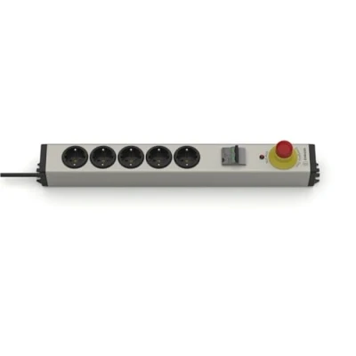 Afbeelding van Ehmann Aluminium stekkerdoos 5 voudig met FI LS &amp; Noodgrip, m voedingskabel