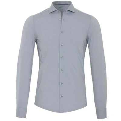 Afbeelding van Pure Functional Overhemd Grijs maat 42 Heren Overhemden Formeel Effen met Slim fit Pasvorm Super stretch