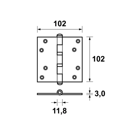 Afbeelding van Axa Kogellagerscharnier RVS 102 x 3mm 1531 26 81/E