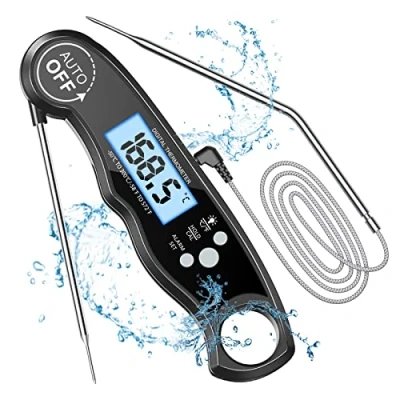 Afbeelding van CIRYCASE Digitale vleesthermometer, direct afleesbare braadthermometer, grillthermometer, externe sonde met 2 lange en magneet, alarmfunctie, oventhermometer voor bakken, keuken, oven