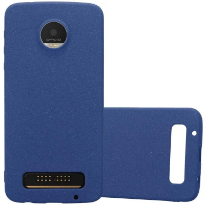 Afbeelding van Cadorabo Hoesje geschikt voor Motorola MOTO Z PLAY in FROST DONKER BLAUW Beschermhoes gemaakt van flexibel TPU silicone Case Cover