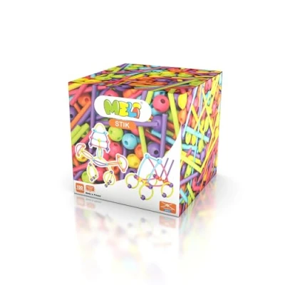 Afbeelding van Meli Stick 150 kleurrijke bouwstenen voor creatieve constructies inclusief ballen en staven