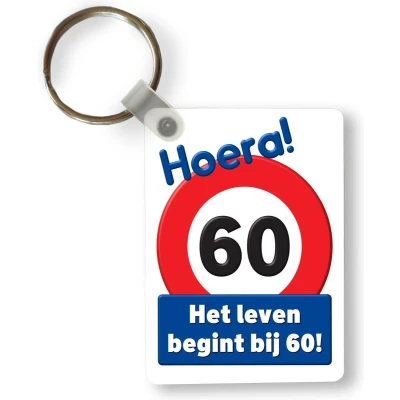 Afbeelding van Sleutelhanger Jubileum Verjaardag 60 Jaar Uitdeelcadeautjes Plastic