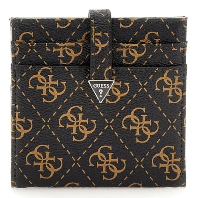 Afbeelding van GUESS Kaarthoes Laurel SLG Tab Card Case Brown Logo Zwart