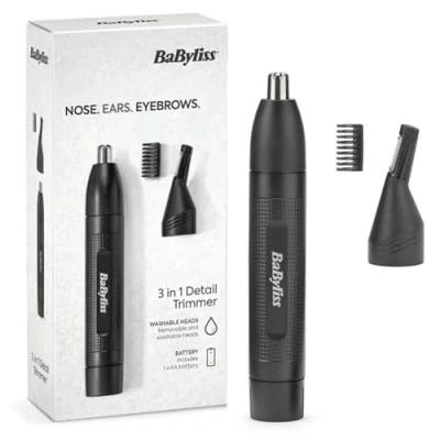 Afbeelding van BaByliss Nose, Ear &amp; Eyebrow Precisietrimmer E652E Verwijderbare en afspoelbare koppen Wenkbrauw opzetkam