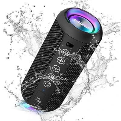 Afbeelding van Ortizan bluetooth luidspreker, IPX7, waterdicht, draagbaar, draadloos, met ledlicht, 24 W stereogeluid en 30 uur speeltijd, 20 meter bereik, mini luidsprekers, TF kaart AUX