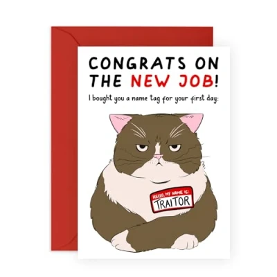 Afbeelding van CENTRAL 23 collega verlaten kaarten voor mannen vrouwen kattenverrader grappige afscheidskaarten nieuwe baangeschenken baas werknemer officemate komen met leuke stickers