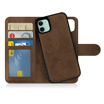 Afbeelding van MyGadget flip case voor Apple iPhone 11 magnetische hoes van synthetisch leer, kaartvak beschermhoes portemonnee bruin
