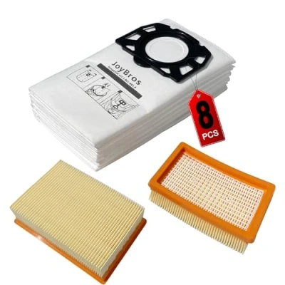 Afbeelding van JoyBros 8x Stofzakken en 2x filters voor Karcher WD4 WD5 WD6 premium bags Zakken Stofzak KFI 487 KFI4410 2.863 005.0 006.0 MV4 MV5 MV6 Stofzuigerzakken