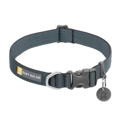 Afbeelding van RUFFWEAR Range kraag, grote hondenhalsband met aluminium D ring, in lengte verstelbare halsband, comfortabele zachte stof, dierenhalsband hondenriem bevestigingsring, 51 66 cm, basaltgrijs