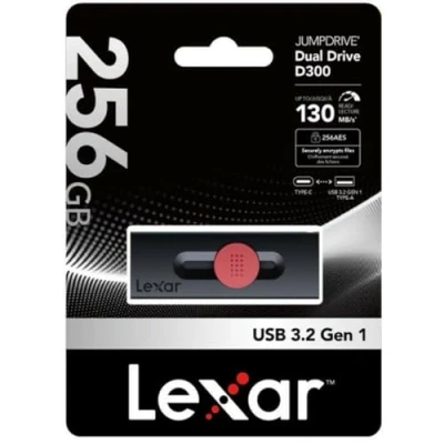 Afbeelding van USB stick Lexar DUAL Zwart 256 GB