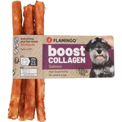 Afbeelding van Flamingo Snack Boost Staafjes met zalm &amp; collageen 12,5cm 5 stuks Title