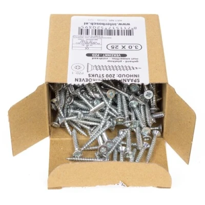 Afbeelding van Benson Verzinkte Spaanplaatschroeven 3.0 x 25 mm Pozidrive 200 stuks