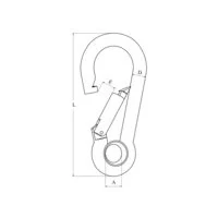 Afbeelding van Karabijnhaak met oog, 5 11mm, RVS Lengte buitenzijde 60mm