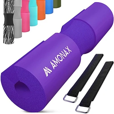 Afbeelding van AMONAX Barbell Squat Pad, extra dikke schuimvulling voor nek en schouderondersteuning, heavy duty gym fitness workout hoes vrouwen heupstoten, gewichtheffen zware squats (paars)