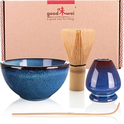 Afbeelding van Matcha Set Japanse Theeset Ceremonie Kit met en moderne Schaal, Matchaklopper Chasen Houder (80, Safaia)