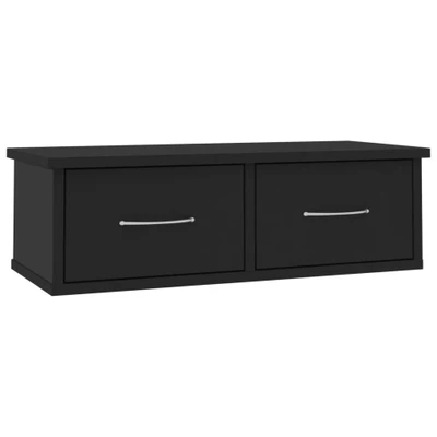 Afbeelding van Wandschap met lades 60x26x18,5 cm bewerkt hout zwart
