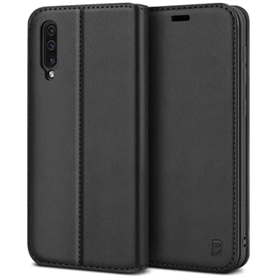 Afbeelding van BEZ Samsung A50 Hoesje Bookcase, Book Case PU Leer Wallet Met Pasjeshouder voor Galaxy A50, Telefoonhoes Leren Portemonnee Flip Cover, Standaard, Magnetische Sluiting, Zwart