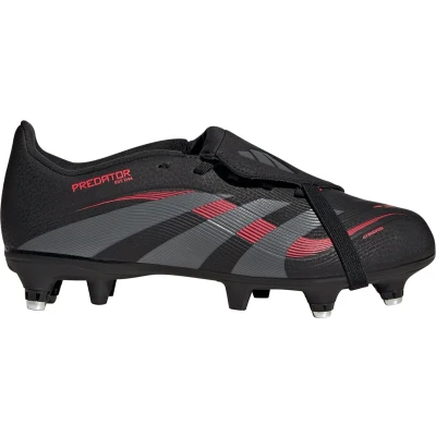 Afbeelding van adidas Uniseks Kind PREDATOR LEAGUE FOLD OVER TONGUE Soft Ground Football boots Kids, Core Black/Grey Four/Lucid Red, 36 EU