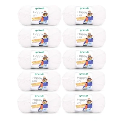 Afbeelding van Gründl Happy Uni Brei en haakgaren met een wolachtig karakter van 100% polyacryl, anti pilling, 100 g/250 m, naalddikte: 4 5, 10 x g, wit