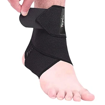 Afbeelding van Teylam enkelbandage, verstelbare bandage enkelgewricht, flexibele ultradunne voetbandage, lopen voetbal, rechter en linker enkel (zwart, 1 stuk)