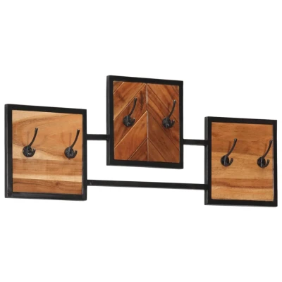 Afbeelding van Wandkapstok 90x1x35 cm massief acaciahout en ijzer