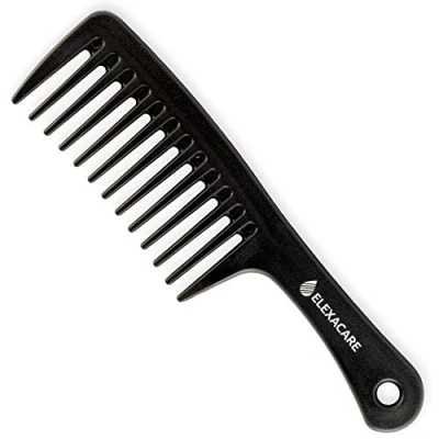 Afbeelding van ELEXACARE Krulkam, wijd getand (ca. 24 cm) Grofhoekige handgreep styler kam voor krullen en lang haar