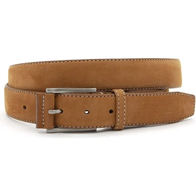 Afbeelding van JV Belts Cognac nubuck riem heren en dames 3.5 cm breed Echt Leer/Nubuck Taille: 90cm Totale lengte riem: 105cm