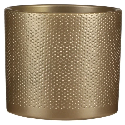 Afbeelding van Mica Decorations era ronde bloempot goud relief maat in cm: 17 x 19
