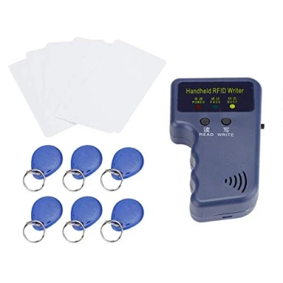 Afbeelding van RFID Reader Writer, 125 kHz 5 W handsleutelkaartlezer duplicator kopieerapparaat ID kaartlezer Writer programmator met 6 sleutelbanden/6 kaarten