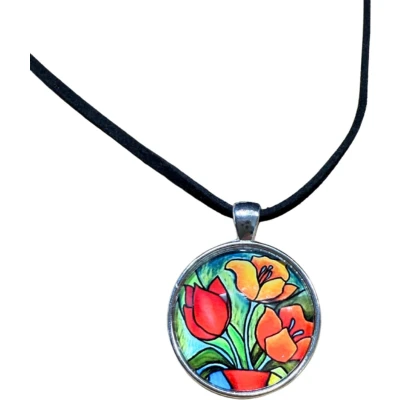 Afbeelding van Ketting Tulp rood geel verstelbaar Charme Bijoux