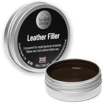 Afbeelding van Scratch Doctor ledervuller, reparatiemiddel om gaten, scheuren, krassen en slijtage op lederen meubels, autostoelen, schoenen tassen te vullen (donkerbruin, 50 ml)