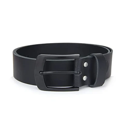 Afbeelding van Lederen riem MADE IN GERMANY, 100% echt leer, 4 cm breed, zwarte gesp, voor mannen, zwart