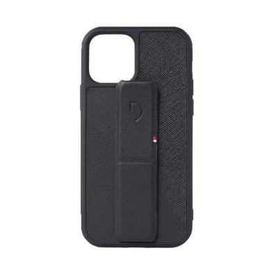 Afbeelding van Decoded split leren backcover stand hoesje iPhone 12 mini zwart