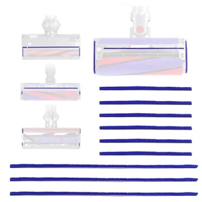 Afbeelding van 9 Stks Zachte Pluche Strips Voor Dyson V6 V7 V8 V10 V11 Stofzuiger Roller, Thuis Reparatie Onderdelen Blauw Borstel