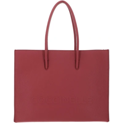 Afbeelding van COCCINELLE Leren Handtas Myrtha Maxi Log Handbag Grained Leather Pot Lichtrood