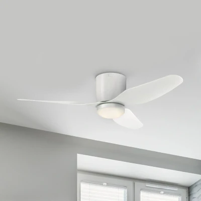 Afbeelding van 117 cm plafondventilator Carla van Westinghouse Lighting met verlichting en afstandsbediening, uitvoering in wit, incl. dimbare LED lamp opaalmelkglas