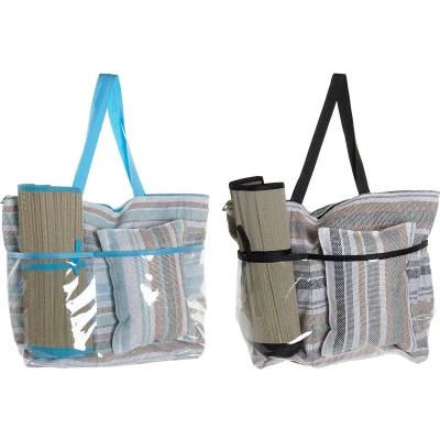 Afbeelding van Strandtas DKD Home Decor 44 x 23 62 cm Canvas Grijs Blauw Bruin Groen PVC (2 Stuks)