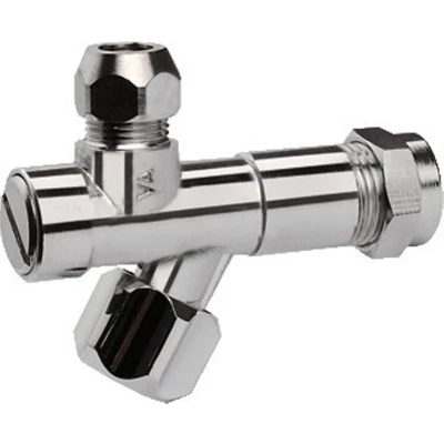 Afbeelding van Raminex hoekstopkraan met filter 15 (1/2&quot;) x 10 (3/8&quot;) mm knel chr