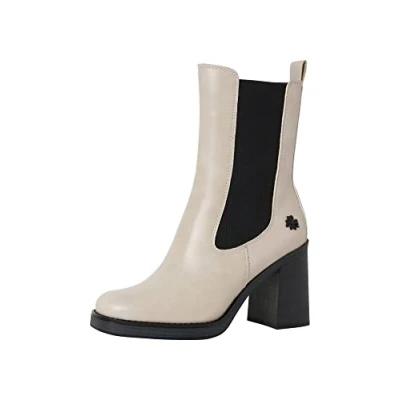 Afbeelding van Marco Tozzi BY Guido Maria Kretschmer Chelsea Enkellaarsjes met hoge hak, Dames, Maat: 41, Cream comb Hoogwaardig imitatieleer